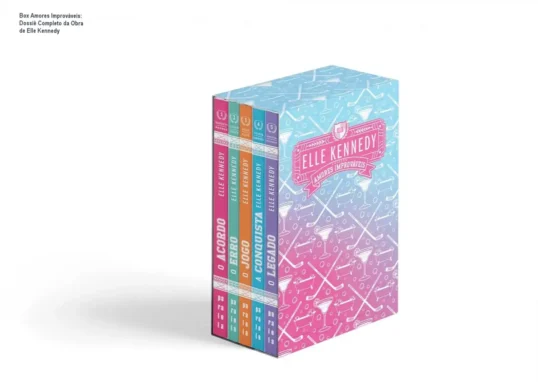 Box de livros Amores Improváveis de Elle Kennedy com edições em brochura