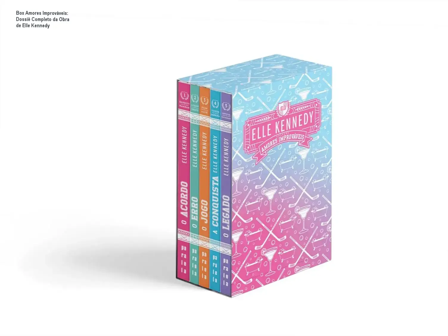 Box de livros Amores Improváveis de Elle Kennedy com edições em brochura